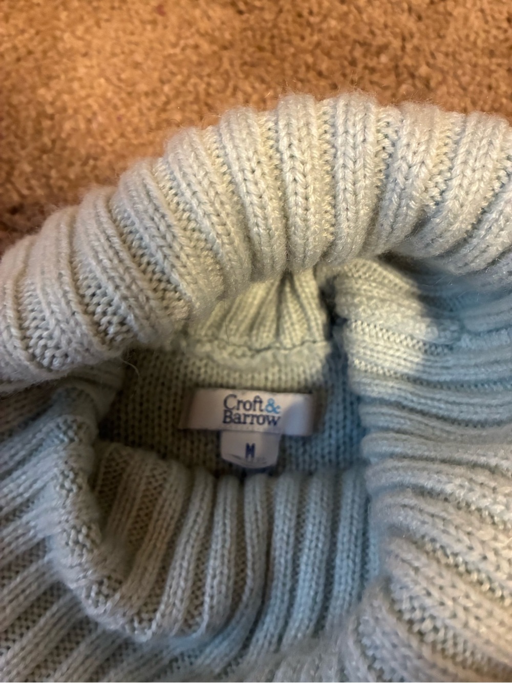 croft & barrow Pale Blue Cable Turtleneck Sweater - Picture 4 of 4
